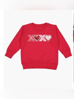 Wink Red XOX Heart Sequin Crew Sweatshirt